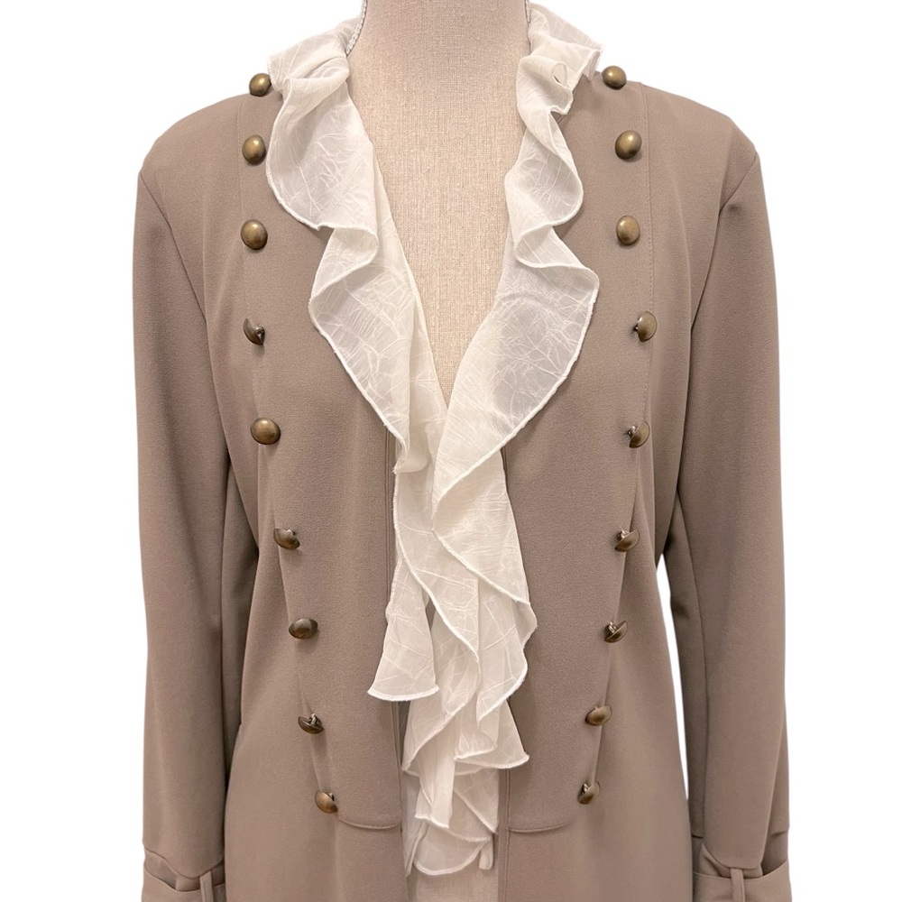 Band Coat Topper Duster Taupe Size Small